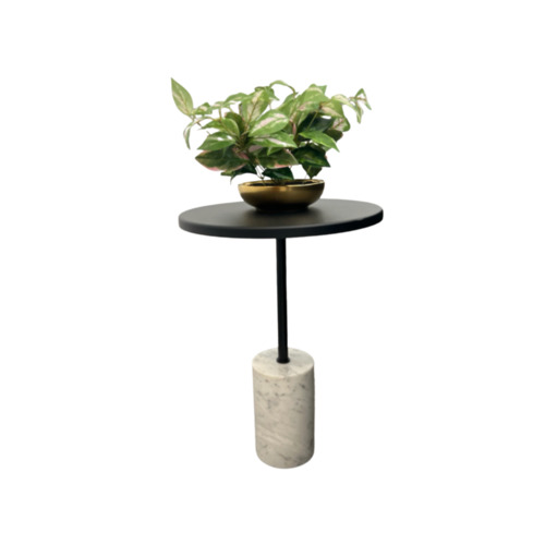 Round Side Table with Marble Base - Image 1