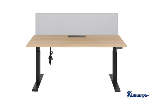 Single Wooden-Topped 1200 Desk with Desk-Mounted Dividing Screen - Image 1