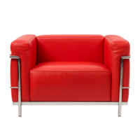 LC2 Armchair Red Leather with Chrome Frame