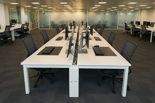 Alias meeting room chair upholstered in black mesh on chrome frame - Image 1