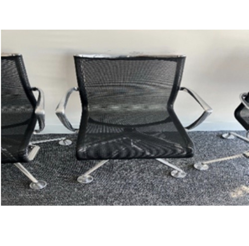 Alias meeting room chair upholstered in black mesh on chrome frame - Image 1