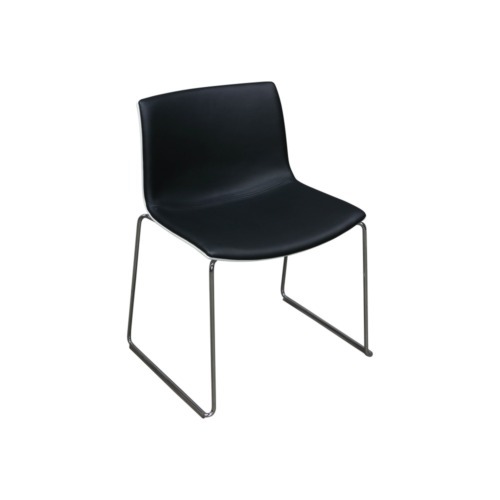 Arper Catifa 46 Used Stack Chair, White and Black Satin PU Leather