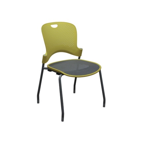 Herman Miller Caper Used Stack Chair w Light Gray Mesh Seat, Yellow
