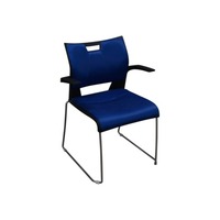 Global Duet Used Stack Chair with Padded Seat, Blue and Black
