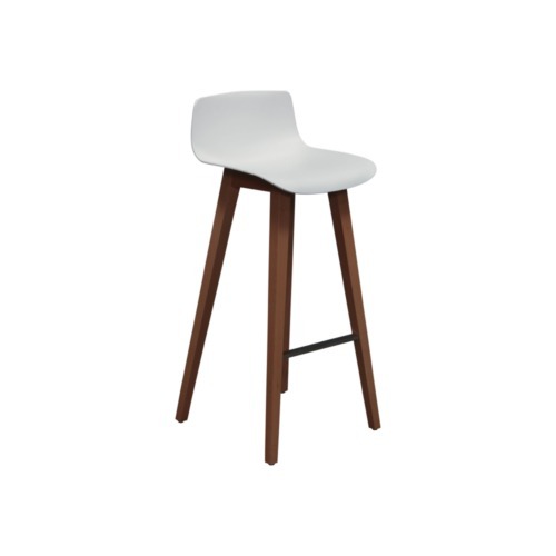 Davis Used Natural Wood Base Stool, White
