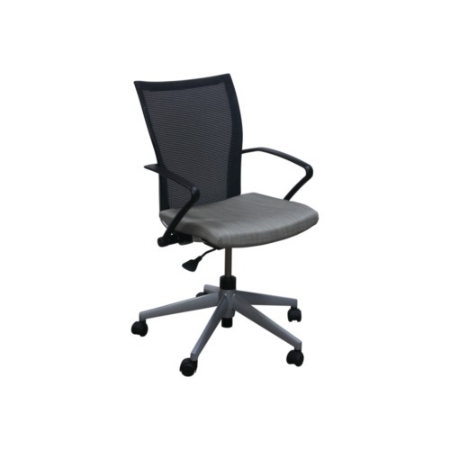 Haworth X99 Used Black Mesh Back Conference Chair w Platinum Base, Gray