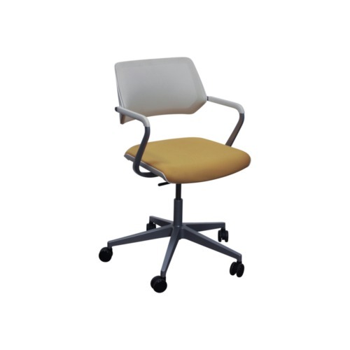 Steelcase QiVi Used Off-White Mesh Conference Chair, Yellow