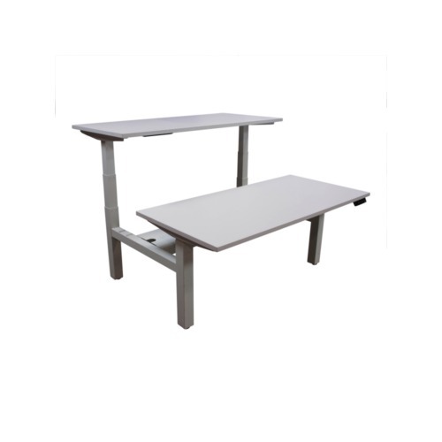 Poppin Used Series L Adjustable Height Double Desk for 2, White