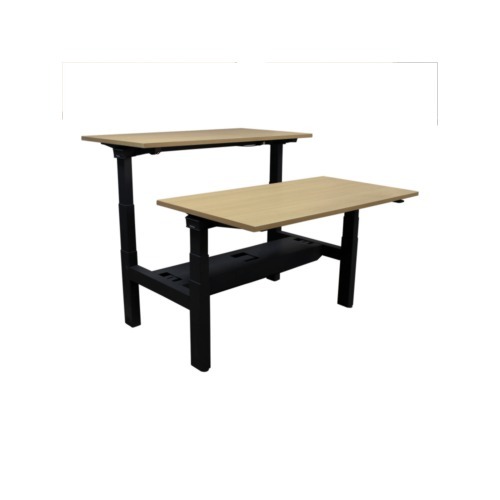 Steelcase Used Adjustable Height Double Desk for 2, Maple