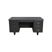 McDowell & Craig Used Rustic 30×60 Metal Double Pedestal Desk, Gray