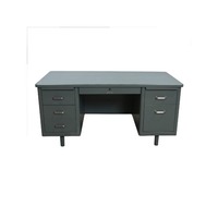 McDowell & Craig Used Rustic 30×60 Metal Double Pedestal Desk, Gray