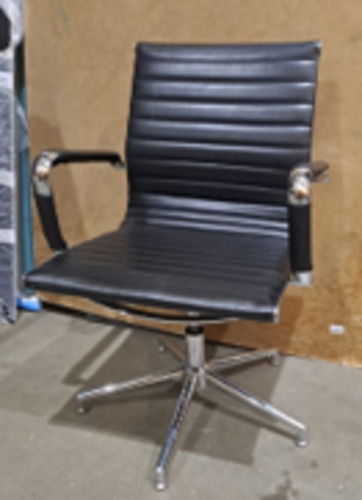 Black leather meeting room chair  - Image 1