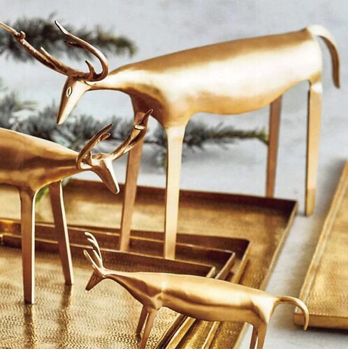 Rustic Brass Reindeer Large Decorative Object - Image 1