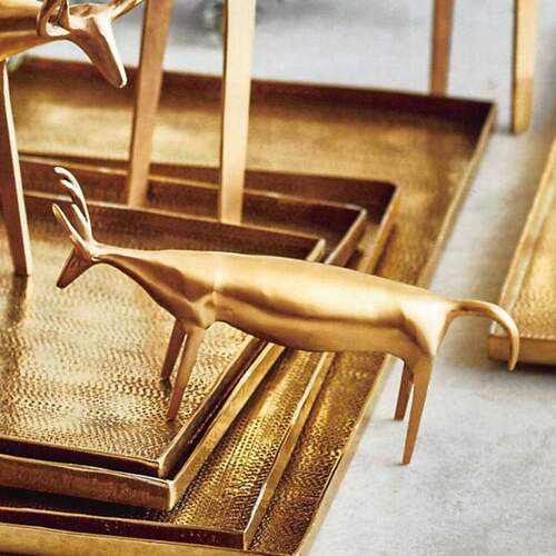 Rustic Brass Reindeer Small Decorative Object - Image 1