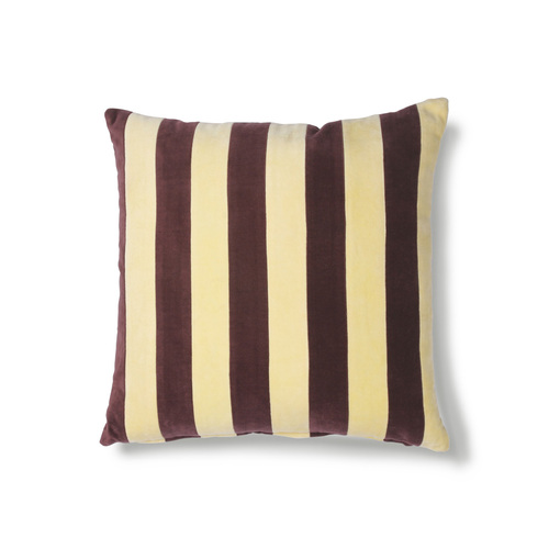 Striped Purple and Yellow Velvet Pillow with Insert - Image 1