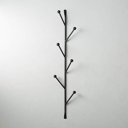 Barker Matte Black Vertical Wall-Mounted Coat Rack - Thumbnail 2