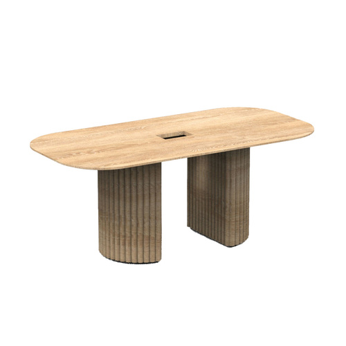 Natural Oak Fluted Table, w/ Power, 3' x 6' - Image 1