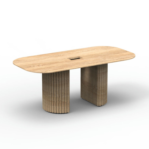 Natural Oak Fluted Table, w/ Power, 3' x 6' - Thumbnail 2