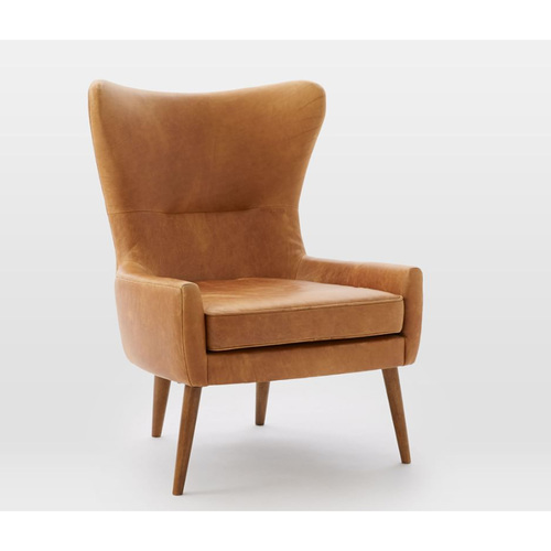 Erik Leather Wing Chair - Thumbnail 2