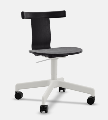 Jiro Swivel Chair - Black - White Base with Casters - Thumbnail 2