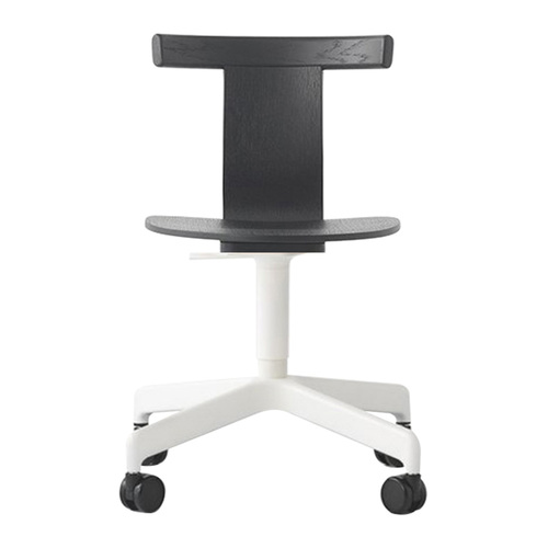 Jiro Swivel Chair - Black - White Base with Casters - Image 1