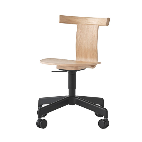 Jiro Swivel Chair - Natural - Black Base with Casters - Image 1