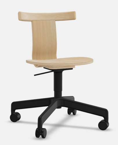Jiro Swivel Chair - Natural - Black Base with Casters - Thumbnail 2