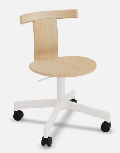 Jiro Swivel Chair - Natural - White Base with Casters - Thumbnail 2