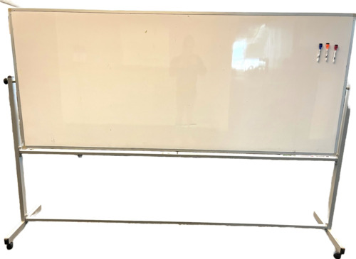 Mobile Reversible Whiteboard With Silver Frame - Image 1