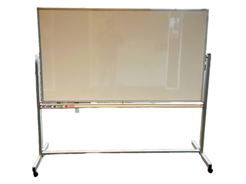 Mobile Reversible Whiteboard With Silver Frame - Image 1
