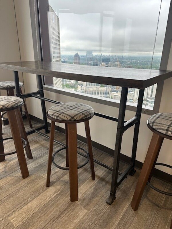 Bar Height Table with Rustic Wood Top & Iron Base - Thumbnail 4