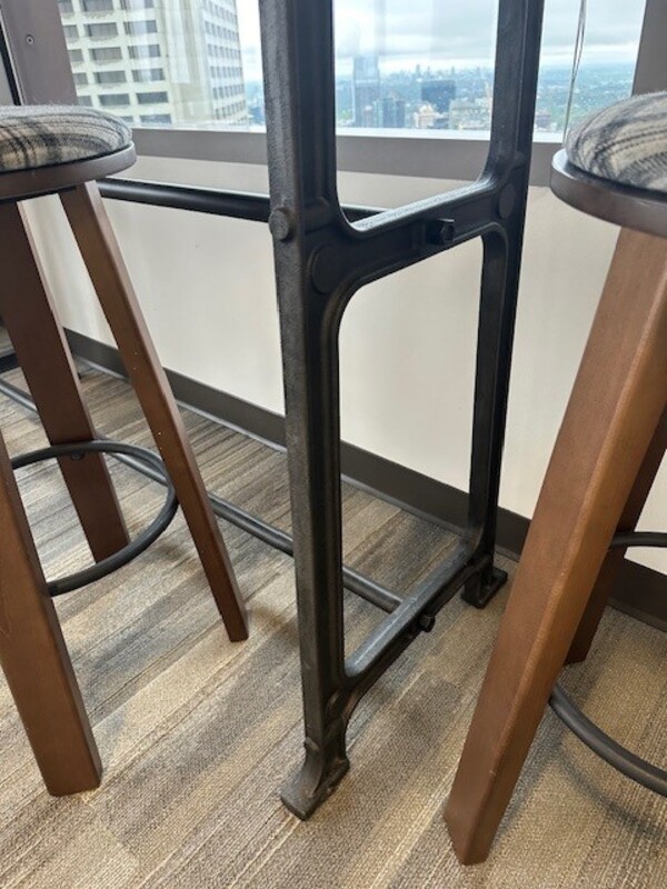 Bar Height Table with Rustic Wood Top & Iron Base - Thumbnail 2