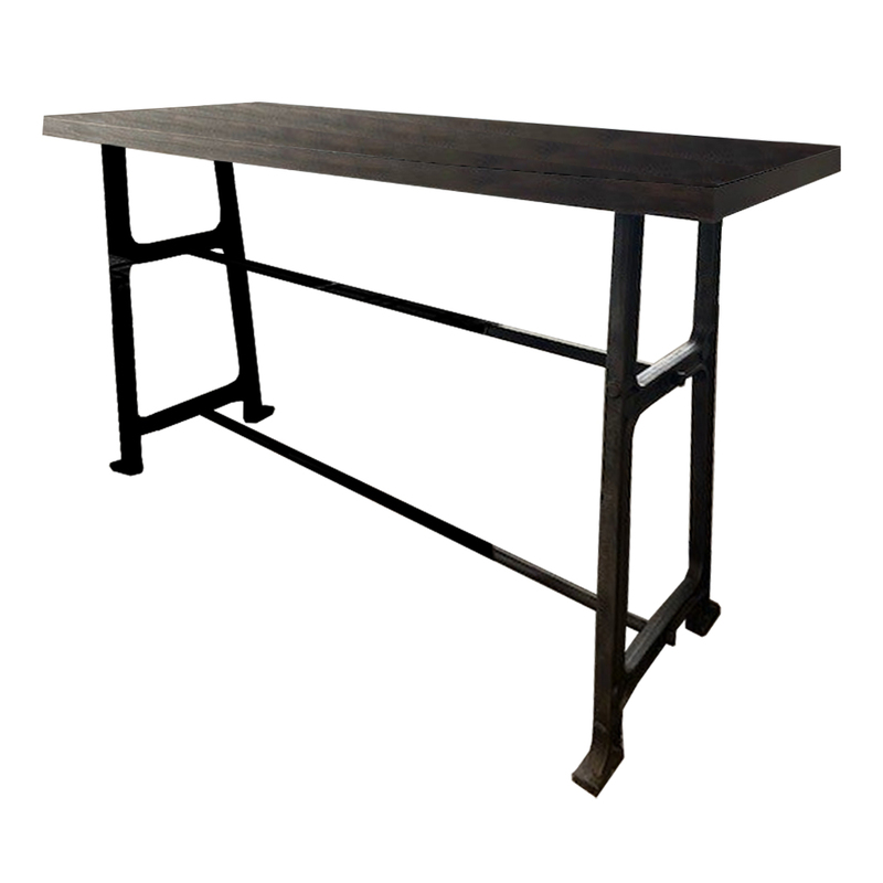 Bar Height Table with Rustic Wood Top & Iron Base - Image 1