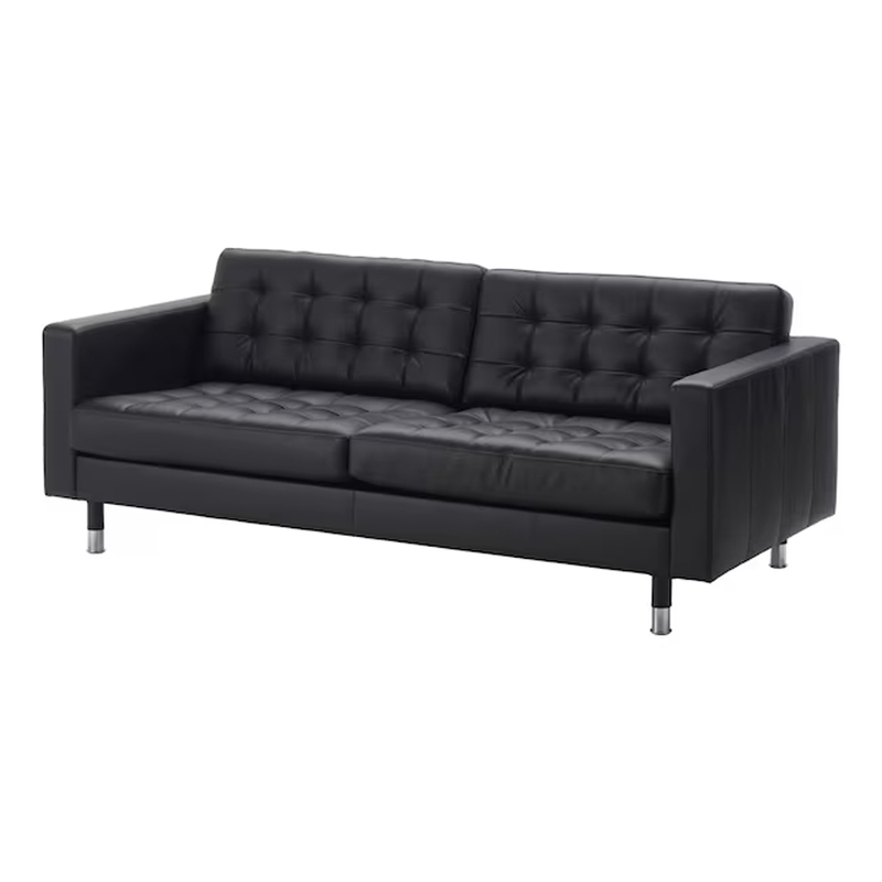 Black Faux Leather Sofa - Image 1