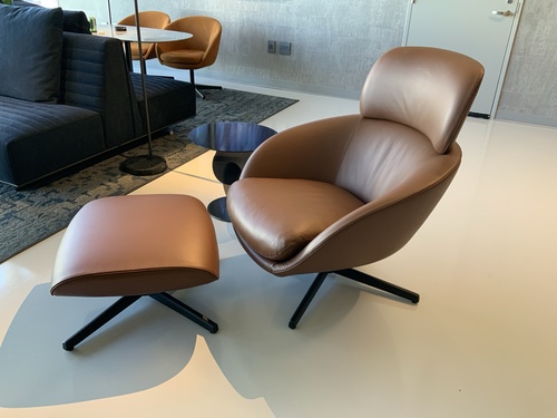 Russell Bergere Swivel Armchair & Footstool Cross Base - Thumbnail 2