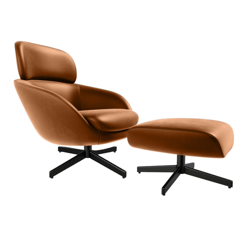 Russell Bergere Swivel Armchair & Footstool Cross Base - Image 1