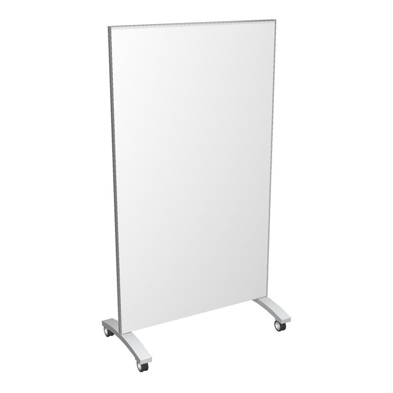 Mobile Double-Sided Glass Markerboard on Casters - Image 1