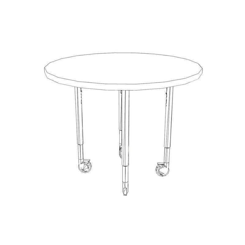 Round Flip Top Adj Table-Casters 36" Dia x 26"-33"H Platinum/Offwhite Laminate - Image 1