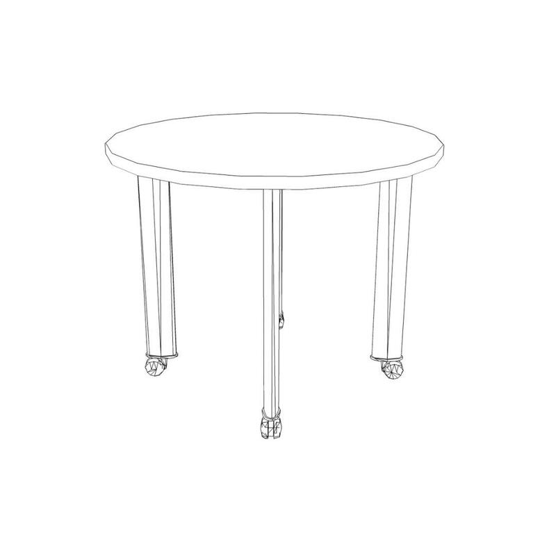 Mobile Table-Round, Casters 36" dia x 29"H Off white Laminate/Black - Image 1