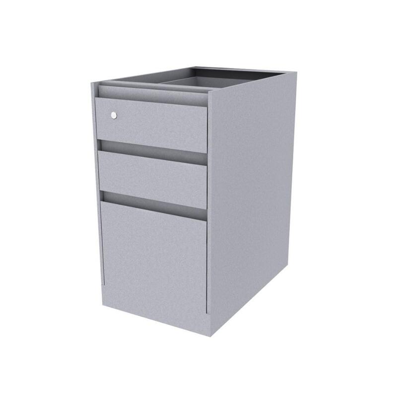 Pedestal-Fixed, 2 box / 1 file, Flush steel front, 22 5/8D x 15W x 27H - Thumbnail 2