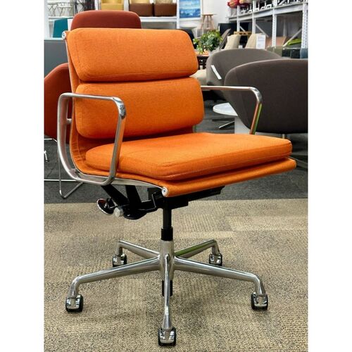 Eames Soft Pad, Management Height Chair (Satsuma/Chrome) - Thumbnail 2