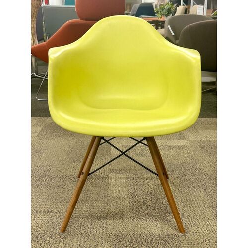 Eames Molded Plastic ArmChair (Chartreuse/Walnut) - Thumbnail 3