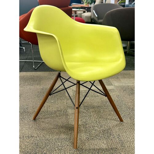 Eames Molded Plastic ArmChair (Chartreuse/Walnut) - Thumbnail 2
