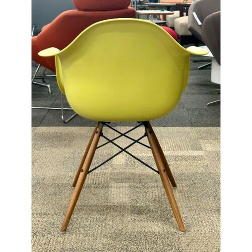 Eames Molded Plastic ArmChair (Chartreuse/Walnut) - Thumbnail 4