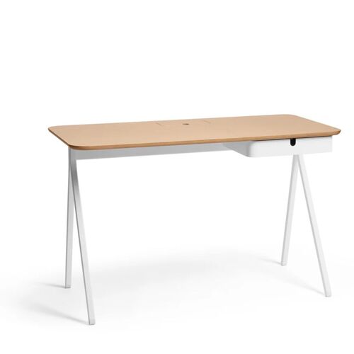 Key Desk, 48x24", White + Natural Oak - Image 1