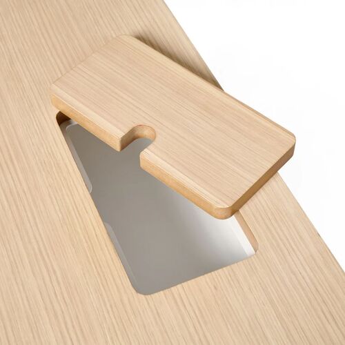 Key Desk, 48x24", White + Natural Oak - Thumbnail 3