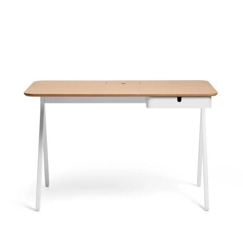 Key Desk, 48x24", White + Natural Oak - Thumbnail 2