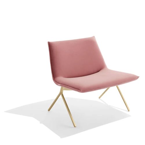Meredith Lounge Chair - Dusty Rose Velvet with Brass Base - Image 1