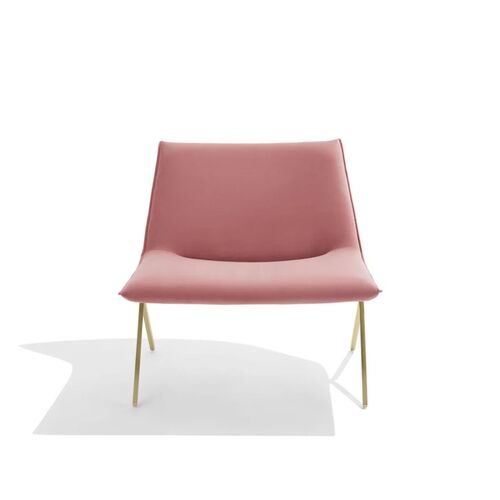 Meredith Lounge Chair - Dusty Rose Velvet with Brass Base - Thumbnail 2