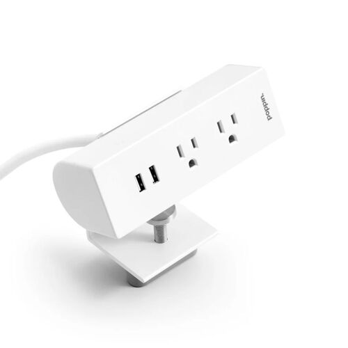 Power Points Outlet, 2 AC + 2 USB, 6' Cord, White - Image 1
